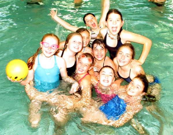 Girls enjoying the pool party